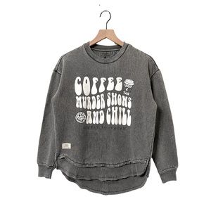 Simply Southern Gray Leopard Comfy Fall Themed Women Sweatshirt Size Small